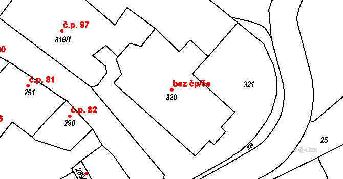 Klášterec nad Ohří 45077177 na parcele st. 320 v KÚ Klášterec nad Ohří, Katastrální mapa