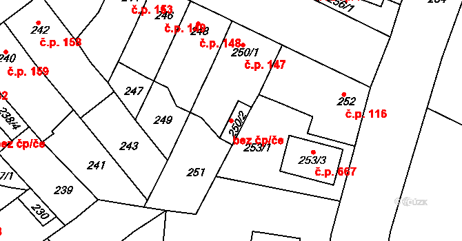 Proboštov 45141177 na parcele st. 250/2 v KÚ Proboštov u Teplic, Katastrální mapa