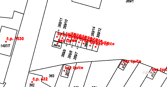 Moravská Třebová 46553177 na parcele st. 389/6 v KÚ Moravská Třebová, Katastrální mapa