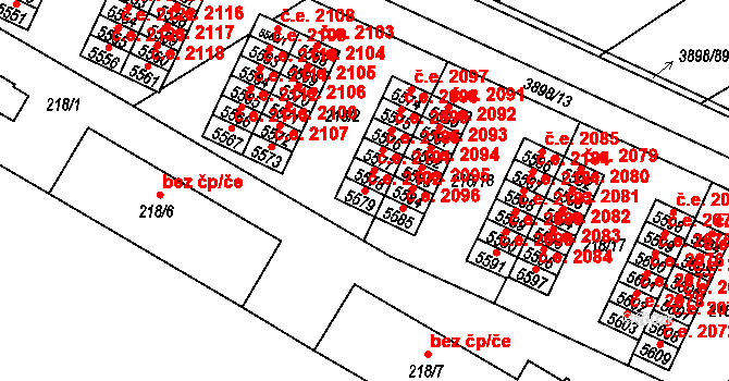 Řečkovice 2102, Brno na parcele st. 5579 v KÚ Řečkovice, Katastrální mapa