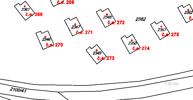 Buchlovice 273 na parcele st. 2349 v KÚ Buchlovice, Katastrální mapa