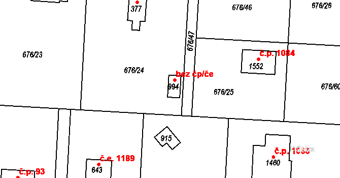 Kamenice 48468177 na parcele st. 994 v KÚ Těptín, Katastrální mapa