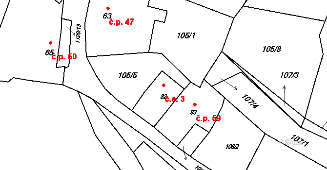 Oprechtice 3, Zahořany na parcele st. 82 v KÚ Oprechtice na Šumavě, Katastrální mapa