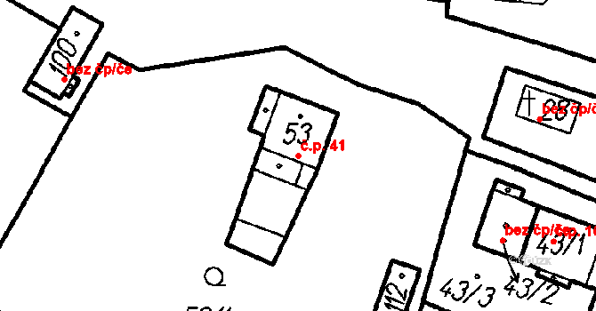 Neznašovy 41, Vrhaveč na parcele st. 53 v KÚ Neznašovy, Katastrální mapa