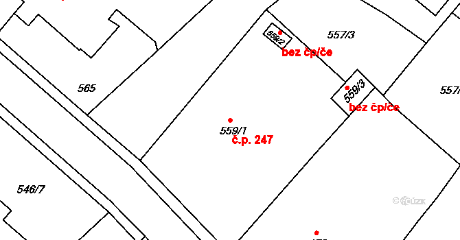 Broumov 247 na parcele st. 559/1 v KÚ Broumov, Katastrální mapa