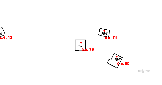Bražec 79, Náchod na parcele st. 75/5 v KÚ Bražec, Katastrální mapa