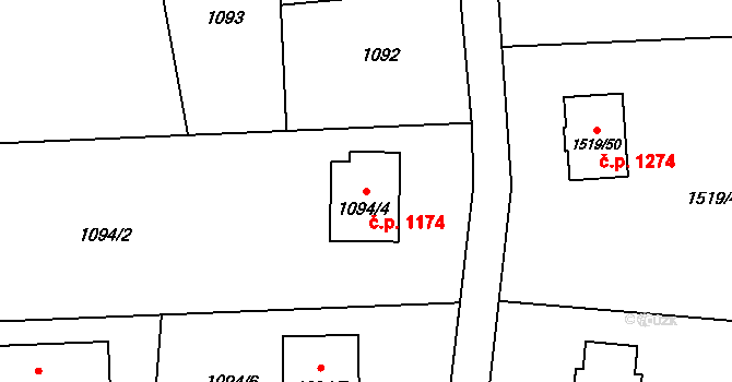 Dětmarovice 1174 na parcele st. 1094/4 v KÚ Dětmarovice, Katastrální mapa