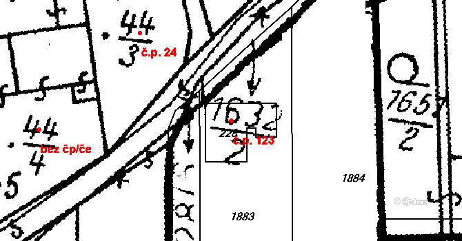 Chlístovice 123 na parcele st. 228 v KÚ Chlístovice, Katastrální mapa