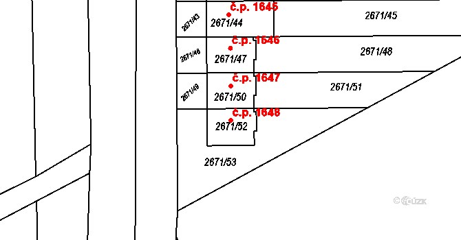 Pohořelice 1648 na parcele st. 2671/52 v KÚ Pohořelice nad Jihlavou, Katastrální mapa