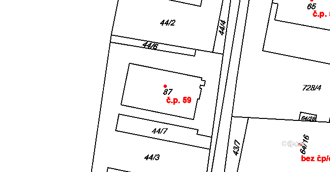 Dolní Poříčí 59, Horní Poříčí na parcele st. 87 v KÚ Dolní Poříčí, Katastrální mapa