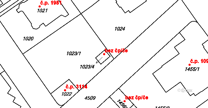 Teplice 92712177 na parcele st. 1023/4 v KÚ Teplice, Katastrální mapa