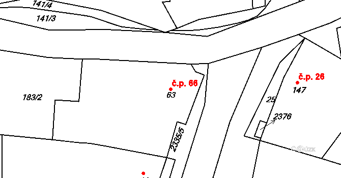 Morkůvky 66 na parcele st. 63 v KÚ Morkůvky, Katastrální mapa