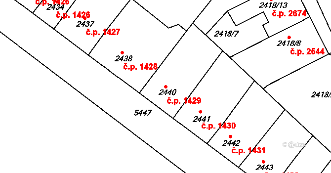 Znojmo 1429 na parcele st. 2440 v KÚ Znojmo-město, Katastrální mapa