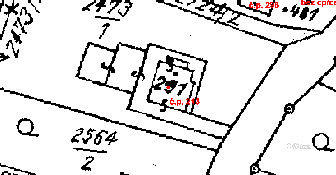 Střítež nad Ludinou 213 na parcele st. 291 v KÚ Střítež nad Ludinou, Katastrální mapa