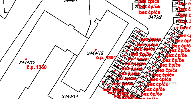 Přerov I-Město 1391, Přerov na parcele st. 3444/15 v KÚ Přerov, Katastrální mapa