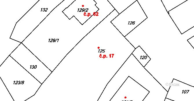 Heroltice 17, Jihlava na parcele st. 125 v KÚ Heroltice u Jihlavy, Katastrální mapa
