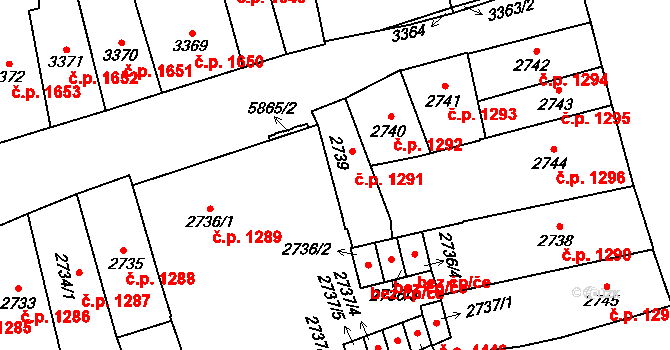 Jihlava 1291 na parcele st. 2739 v KÚ Jihlava, Katastrální mapa