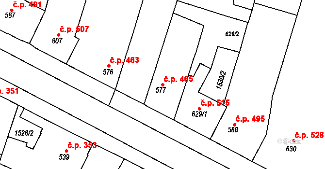 Třebechovice pod Orebem 465 na parcele st. 577 v KÚ Třebechovice pod Orebem, Katastrální mapa