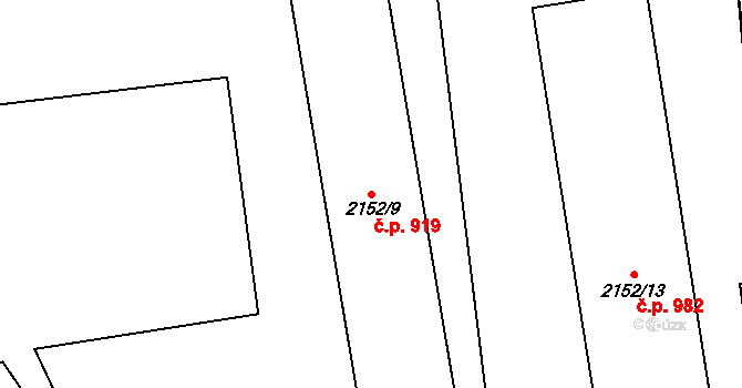 Jilemnice 919 na parcele st. 2152/9 v KÚ Jilemnice, Katastrální mapa