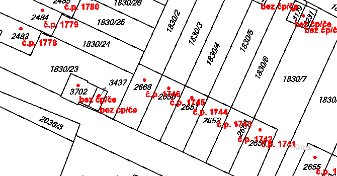 Hořice 1745 na parcele st. 2650 v KÚ Hořice v Podkrkonoší, Katastrální mapa