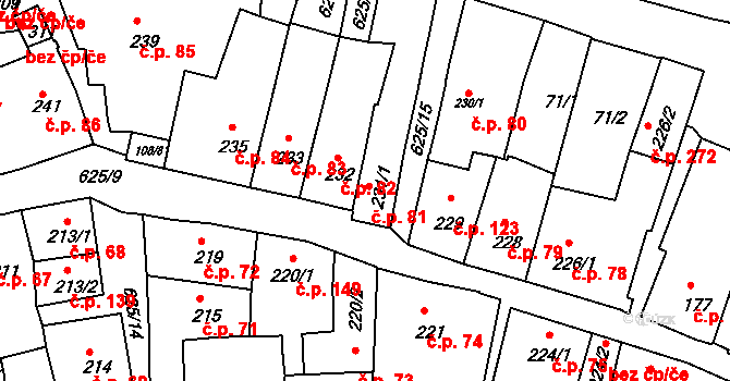 Zámostí 81, Třebíč na parcele st. 231/1 v KÚ Podklášteří, Katastrální mapa