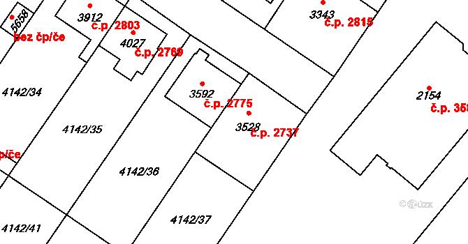 Břeclav 2737 na parcele st. 3528 v KÚ Břeclav, Katastrální mapa