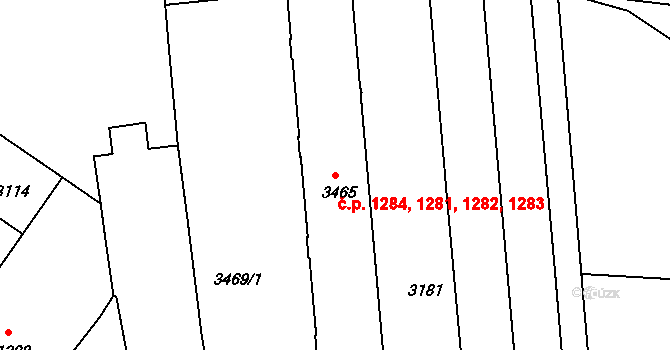 Kolín V 1281,1282,1283,1284, Kolín na parcele st. 3465 v KÚ Kolín, Katastrální mapa