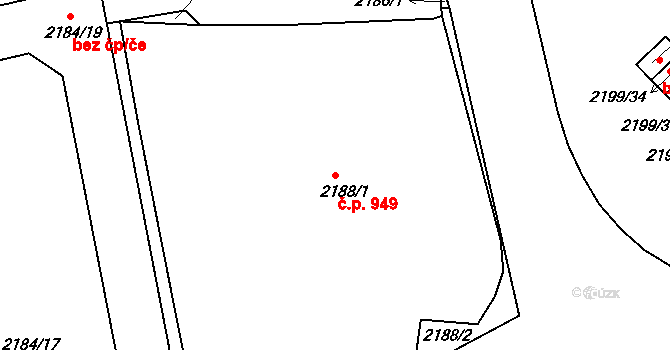 Vršovice 949, Praha na parcele st. 2188/1 v KÚ Vršovice, Katastrální mapa