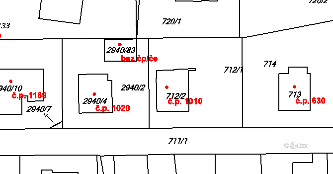 Sedlčany 1010 na parcele st. 712/2 v KÚ Sedlčany, Katastrální mapa