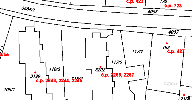 Dvůr Králové nad Labem 2266,2267 na parcele st. 3202 v KÚ Dvůr Králové nad Labem, Katastrální mapa