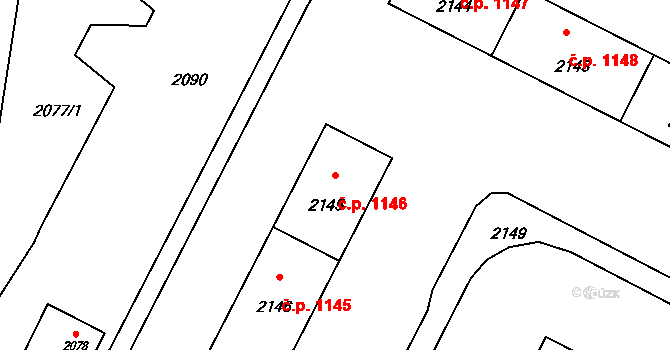 Město 1146, Havířov na parcele st. 2145 v KÚ Havířov-město, Katastrální mapa