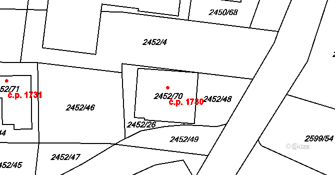 České Budějovice 6 1730, České Budějovice na parcele st. 2452/70 v KÚ České Budějovice 6, Katastrální mapa
