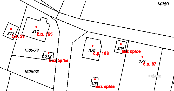 Olbramovice Ves 168, Olbramovice na parcele st. 325 v KÚ Olbramovice u Votic, Katastrální mapa