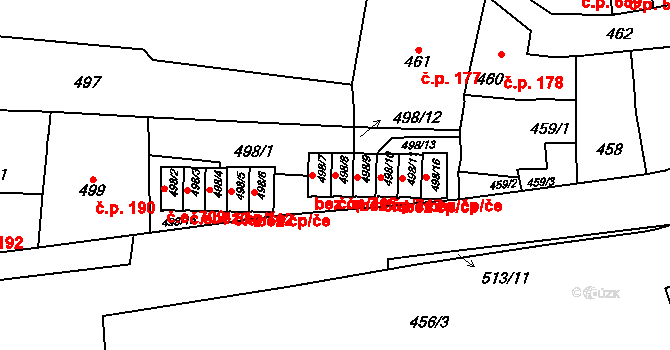 Předměstí 715, Litoměřice na parcele st. 498/8 v KÚ Litoměřice, Katastrální mapa
