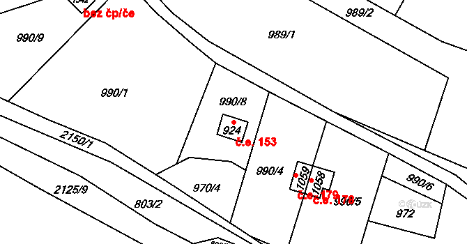 Rokytnice 153, Vsetín na parcele st. 924 v KÚ Rokytnice u Vsetína, Katastrální mapa