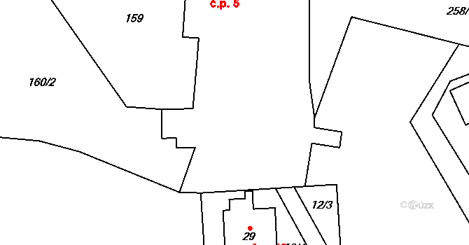 Kozlov 5, Bystřice nad Pernštejnem na parcele st. 12 v KÚ Kozlov u Lesoňovic, Katastrální mapa