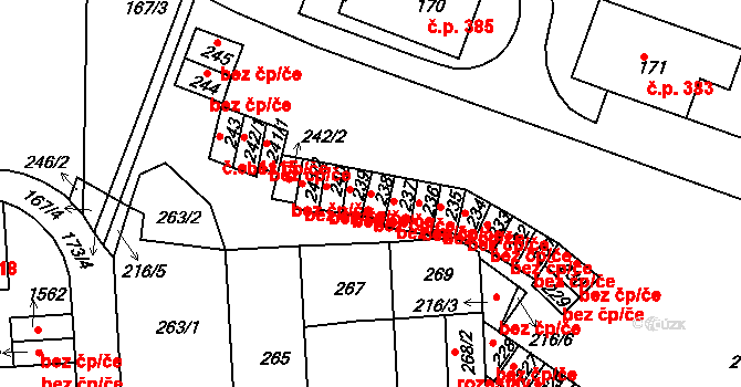 Teplice 39150178 na parcele st. 238 v KÚ Teplice-Řetenice, Katastrální mapa