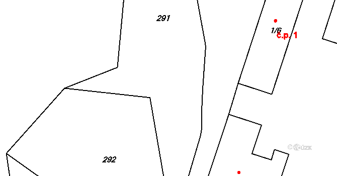 Olbramovice 39393178 na parcele st. 291 v KÚ Tomice u Votic, Katastrální mapa