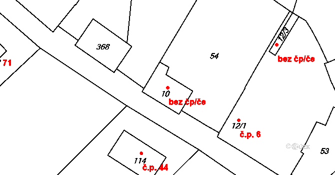 Litovel 40885178 na parcele st. 10 v KÚ Rozvadovice, Katastrální mapa