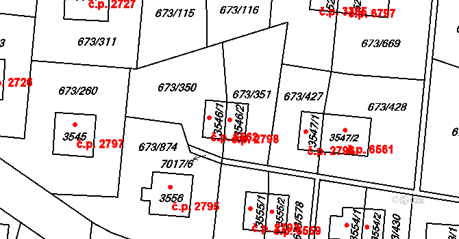 Zlín 2798 na parcele st. 3546/2 v KÚ Zlín, Katastrální mapa