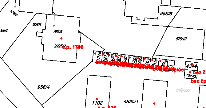 Rožnov pod Radhoštěm 42754178 na parcele st. 1919 v KÚ Rožnov pod Radhoštěm, Katastrální mapa