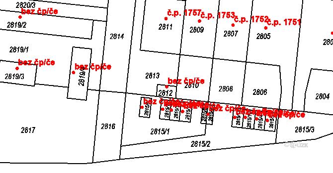 Praha 43089178 na parcele st. 2812 v KÚ Záběhlice, Katastrální mapa
