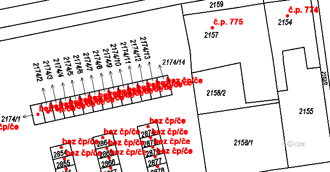 Krnov 43286178 na parcele st. 2174/14 v KÚ Opavské Předměstí, Katastrální mapa