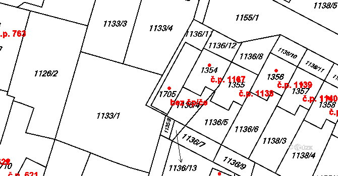 Třebechovice pod Orebem 46457178 na parcele st. 1705 v KÚ Třebechovice pod Orebem, Katastrální mapa
