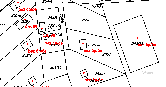 Třinec 46463178 na parcele st. 255/6 v KÚ Lyžbice, Katastrální mapa