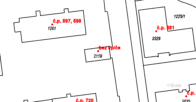 Mariánské Lázně 48772178 na parcele st. 2119 v KÚ Úšovice, Katastrální mapa