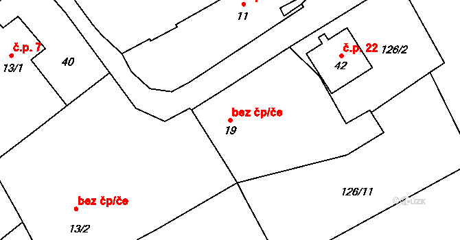 Blovice 49877178 na parcele st. 19 v KÚ Komorno, Katastrální mapa