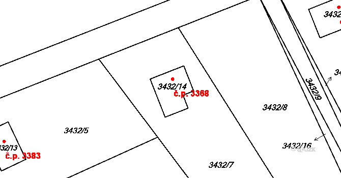 Varnsdorf 3368 na parcele st. 3432/14 v KÚ Varnsdorf, Katastrální mapa