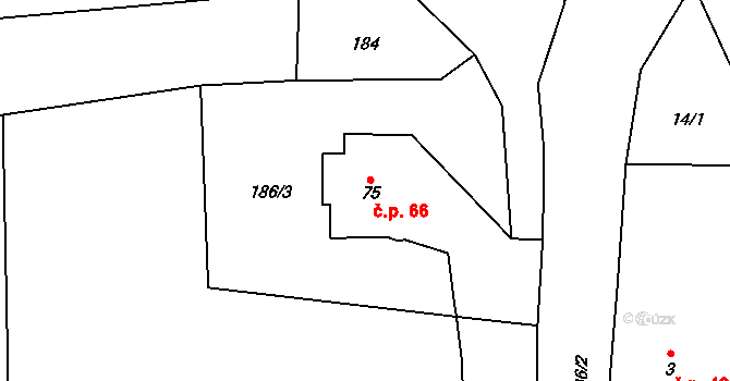 Zlíč 66, Česká Skalice na parcele st. 75 v KÚ Zlíč, Katastrální mapa