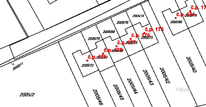 Mizerov 178, Karviná na parcele st. 2005/71 v KÚ Karviná-město, Katastrální mapa